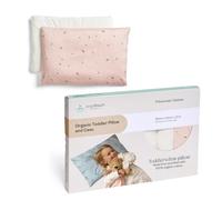ergoPouch Organic Toddler Pillow with Case, Low-Profile Design | 3cm Thickness Supports Proper Neck Alignment, Ages 2-4, Machine Washable, Breathable & Gentle on Skin, Daisies