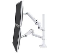 Ergotron - LX Vertical Stacking Dual Monitor Arm, VESA Desk Mount - for 2 Monitors Up to 40 Inches, 3.2-10kg Each - Tall Pole, White (45-509-216)