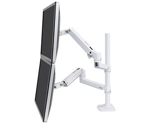 Ergotron - LX Vertical Stacking Dual Monitor Arm, VESA Desk Mount - for 2 Monitors Up to 40 Inches, 3.2-10kg Each - Tall Pole, White (45-509-216)