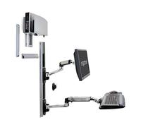 Ergotron LX Wall Mount System - Mounting kit (wall arm, CPU holder, mouse holder, 2 track covers, keyboard arm, 2 cable channels, wrist rest) for LCD display / keyboard / mouse / CPU - polished aluminium - screen size: up to 24" - wall-mountable