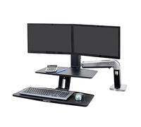Ergotron WorkFit-A with Suspended Keyboard, Dual - Stand (tray, fasteners, desk clamp mount, grommet mount, pivot, swing arm, crossbar) for 2 LCD displays / keyboard - black, polished aluminium - screen size: up to 24"