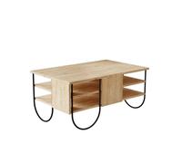 ERGOVEXA 3 Tier Natural Oak Coffee Table Scratch Resistant Metal Frame in Brown ERGOVEXA Brown