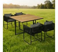 ERGOVEXA 4 Seater Rattan Cube Garden Furniture Set, Black ERGOVEXA Black