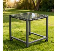 ERGOVEXA Rattan End Table Side Coffee Desk Outdoor Patio Wicker Sofa, Grey ERGOVEXA Grey