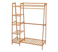 ERGOVEXA Wooden Clothes Rail Rack Garment Stand Corner Open Wardrobe in Brown ERGOVEXA Brown