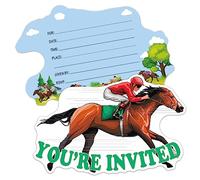 ERHACHAIJIA 15 PCS Horse Racing Shaped Fill-In Invitations Cards With Envelopes, Funny Birthday Party Sports Party Tennis Party Kentucky Horse Derby Belmont Parties Invites for Teen Boys Girls Adults
