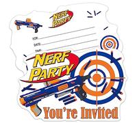 ERHACHAIJIA 20 PCS Nerf Gun Shaped Fill-In Invitations Cards With Envelopes, Fun Party Game Dart War Birthday Invitations For Boys, Teens, Adults Nerf Lovers