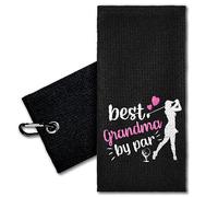 ERHACHAIJIA Best Grandma by Par Embroidered Golf Towel with Clip. Funny Golf Accessories Golf Gifts for Women Golf Lover Mom Grandmother, Birthday Retirement for Golf Fan