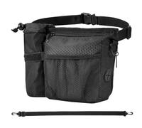 Erhalithegro Dog Treat Training Pouch with Magnetic Zipper Closure - Built-in Poop Bag Dispenser, Side Pocket for Dog Water Bottle, 3 Ways to Wear,Carry Kibble & Pet Toys (Black)