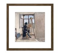 Erhard Portrait Painter Johann Klein At Easel Painting 8X8 Inch Square Wooden Framed Wall Art Print Picture with Mount Artery8 Brown One Size