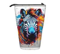 ERhoug Abstract Animal Zebra Print Pencil Case Bag, Telescopic Pen Holder, Standing Stationery Pouch, Cute Organizer for Office, Makeup, Cosmetics