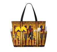 ERhoug Ancient Egypt Tribe Series Print Large Beach Bag Tote, Waterproof And Sandproof Travel Bag For Women With Zipper And Wet Pocket