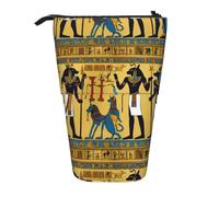 ERhoug Ancient Egypt Tribe Series Print Pencil Case Bag, Telescopic Pen Holder, Standing Stationery Pouch, Cute Organizer for Office, Makeup, Cosmetics