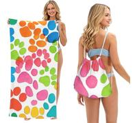 ERhoug Bear Paw Print 2 In 1 Beach Towel Bag, Packable Backpack For Camping, Travel, And Vacation, Quick Dry Convertible Microfiber Mat