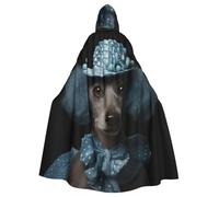 ERhoug Blue Poodle Polka Dot Cloak Hooded Cape For Halloween Cosplay, Unisex Witch Robe, Adult Vampire Party Costume