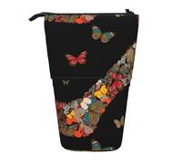ERhoug Butterfly High Heel Print Pencil Case Bag, Telescopic Pen Holder, Standing Stationery Pouch, Cute Organizer for Office, Makeup, Cosmetics