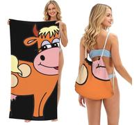 ERhoug Cartoon Cute Cow Print 2 In 1 Beach Towel Bag, Packable Backpack For Camping, Travel, And Vacation, Quick Dry Convertible Microfiber Mat