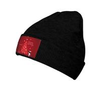 ERhoug Christmas Decoration Background Beanie Knit Hat for Women and Men, Soft Slouchy Winter Warm Skull Cap with Cable Cuffed Black