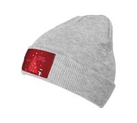ERhoug Christmas Decoration Background Beanie Knit Hat for Women and Men, Soft Slouchy Winter Warm Skull Cap with Cable Cuffed Gray