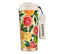ERhoug Citrus Fruit Pattern Print 316 Stainless Steel Insulated Coffee Mug with Vacuum Lid, Keep Hot Or Cold, Leak-Proof and Reusable Tumbler for Travel