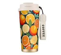 ERhoug Citrus Fruit Pattern Print 316 Stainless Steel Insulated Coffee Mug with Vacuum Lid, Keep Hot Or Cold, Leak-Proof and Reusable Tumbler for Travel