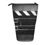 ERhoug Classic Movie Clapboard Black Print Pencil Case Bag, Telescopic Pen Holder, Standing Stationery Pouch, Cute Organizer for Office, Makeup, Cosmetics