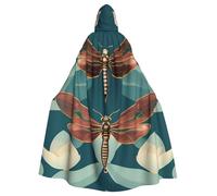 ERhoug Dragonfly And Lotus Cloak Hooded Cape For Halloween Cosplay, Unisex Witch Robe, Adult Vampire Party Costume