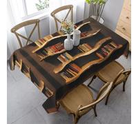 ERhoug Funny Book Shelves Collection And Ladder Print Rectangle Dining Table Cloth Cover