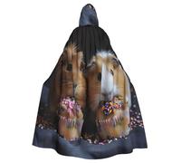ERhoug Guinea Pigs And Cupcakes Cloak Hooded Cape For Halloween Cosplay, Unisex Witch Robe, Adult Vampire Party Costume
