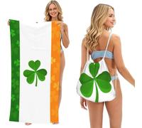ERhoug Irish Flag Print 2 In 1 Beach Towel Bag, Packable Backpack For Camping, Travel, And Vacation, Quick Dry Convertible Microfiber Mat