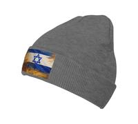 ERhoug Israeli Flag Beanie Knit Hat for Women and Men, Soft Slouchy Winter Warm Skull Cap with Cable Cuffed Deep Heather