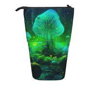 ERhoug Magic Mushroom Print Pencil Case Bag, Telescopic Pen Holder, Standing Stationery Pouch, Cute Organizer for Office, Makeup, Cosmetics
