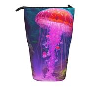 ERhoug Magic Mushroom Print Pencil Case Bag, Telescopic Pen Holder, Standing Stationery Pouch, Cute Organizer for Office, Makeup, Cosmetics