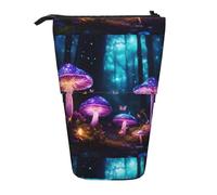 ERhoug Magic Mushroom Print Pencil Case Bag, Telescopic Pen Holder, Standing Stationery Pouch, Cute Organizer for Office, Makeup, Cosmetics