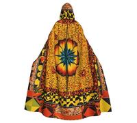 ERhoug Native American Pattern Cloak Hooded Cape For Halloween Cosplay, Unisex Witch Robe, Adult Vampire Party Costume