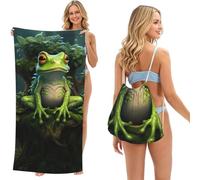 ERhoug Peace Frog Tree Print 2 In 1 Beach Towel Bag, Packable Backpack For Camping, Travel, And Vacation, Quick Dry Convertible Microfiber Mat