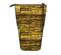 ERhoug Rustic Rocks Brick Wall Print Pencil Case Bag, Telescopic Pen Holder, Standing Stationery Pouch, Cute Organizer for Office, Makeup, Cosmetics