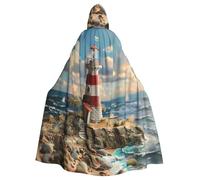 ERhoug The Seaside Lighthouse Cloak Hooded Cape For Halloween Cosplay, Unisex Witch Robe, Adult Vampire Party Costume