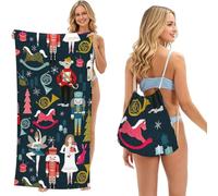 ERhoug Women_S Nutcracker Ballet Xmas Dance Print 2 In 1 Beach Towel Bag, Packable Backpack For Camping, Travel, And Vacation, Quick Dry Convertible Microfiber Mat