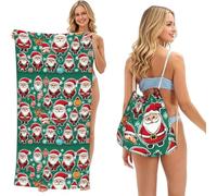 ERhoug Xmas Funny Gnomes Print 2 In 1 Beach Towel Bag, Packable Backpack For Camping, Travel, And Vacation, Quick Dry Convertible Microfiber Mat