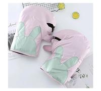 ERHTGUO 1 Pairs Motorcycle Scooter Winter Windproof Bicycle Thickened Warm Protect Rainproof Thick Grip Handlebar Guard Cover Glove(Pink Rabbit Handle)