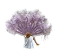 ERHTGUO 13Bones WHITE Feather Fan Stages Performance Carnival Show Accessory Unfold 100/130CM Long 60/75CM Width(Light Purple,100CM 1PC 130CM 1PC)