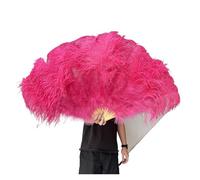 ERHTGUO 13Bones WHITE Feather Fan Stages Performance Carnival Show Accessory Unfold 100/130CM Long 60/75CM Width(Watermelon Red,130CM 1PCS)