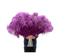 ERHTGUO 13Bones WHITE Feather Fan Stages Performance Carnival Show Accessory Unfold 100/130CM Long 60/75CM Width(44 Purple,130CM 2PCS)