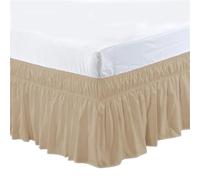 ERHTGUO 2pc Twin/Full/Queen/King Size Bed Skirt Dust Ruffle Fit Bedspread Double Adjustable Elastic Belt 40cm Height Jupe De Lit(Brown,King 203x198x40cm)