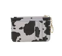 ERHTGUO Cow Pattern Credit Card Bag with Multiple Slots Ultra-Thin Coin Change PU Zipper Key Chain(Grey)