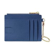 ERHTGUO Creative Monogramm Multi Card Slots Women's Simple Mini Bag Storage Portable Cute Keychain Coin Holder Wallet(Deep Bule)