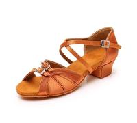 ERHTGUO Dance Shoes For Girls And Women, Latin Ballroom, Modern Tango Dancing Performance, Salsa Sandals, 3.5 Cm Heel(Brown,35)