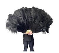 ERHTGUO Extra Large Feather Fans Fluffy 13 Bone Handheld Plumes for Wedding Party Stage Performance Props(Black,130CM 1PCS)
