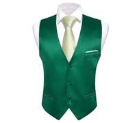 ERHTGUO Mens Suit Vest Slim Fit Men Sleeveless Vest Classic V-Neck Waistcoat Necktie Set Leisure Formal Party Wedding(Color 5,S)